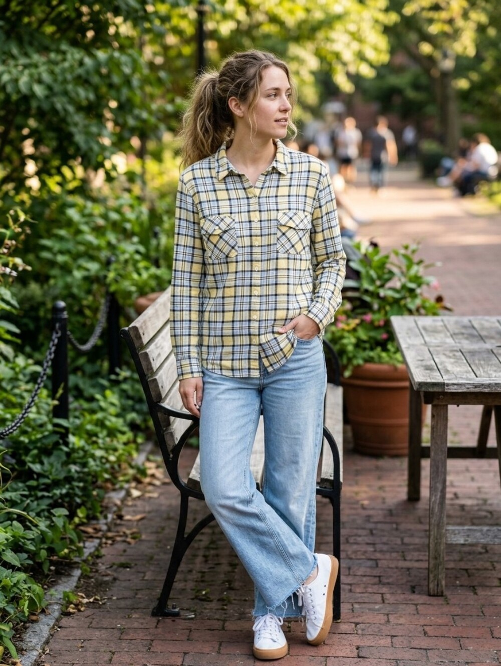 Stretchy & Comfy Plaid Button-Down Shirt